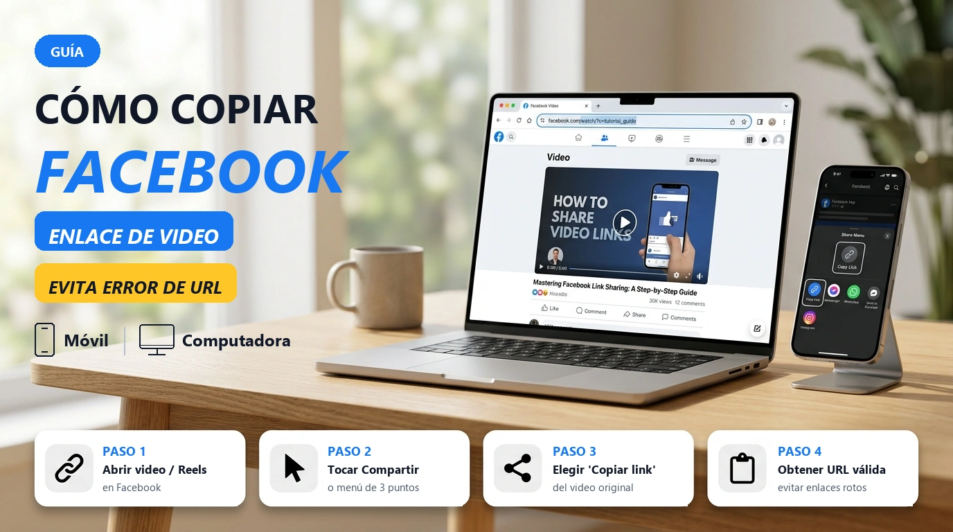 Cómo copiar enlaces de videos de Facebook correctamente (móvil, PC, Reels, grupos privados)